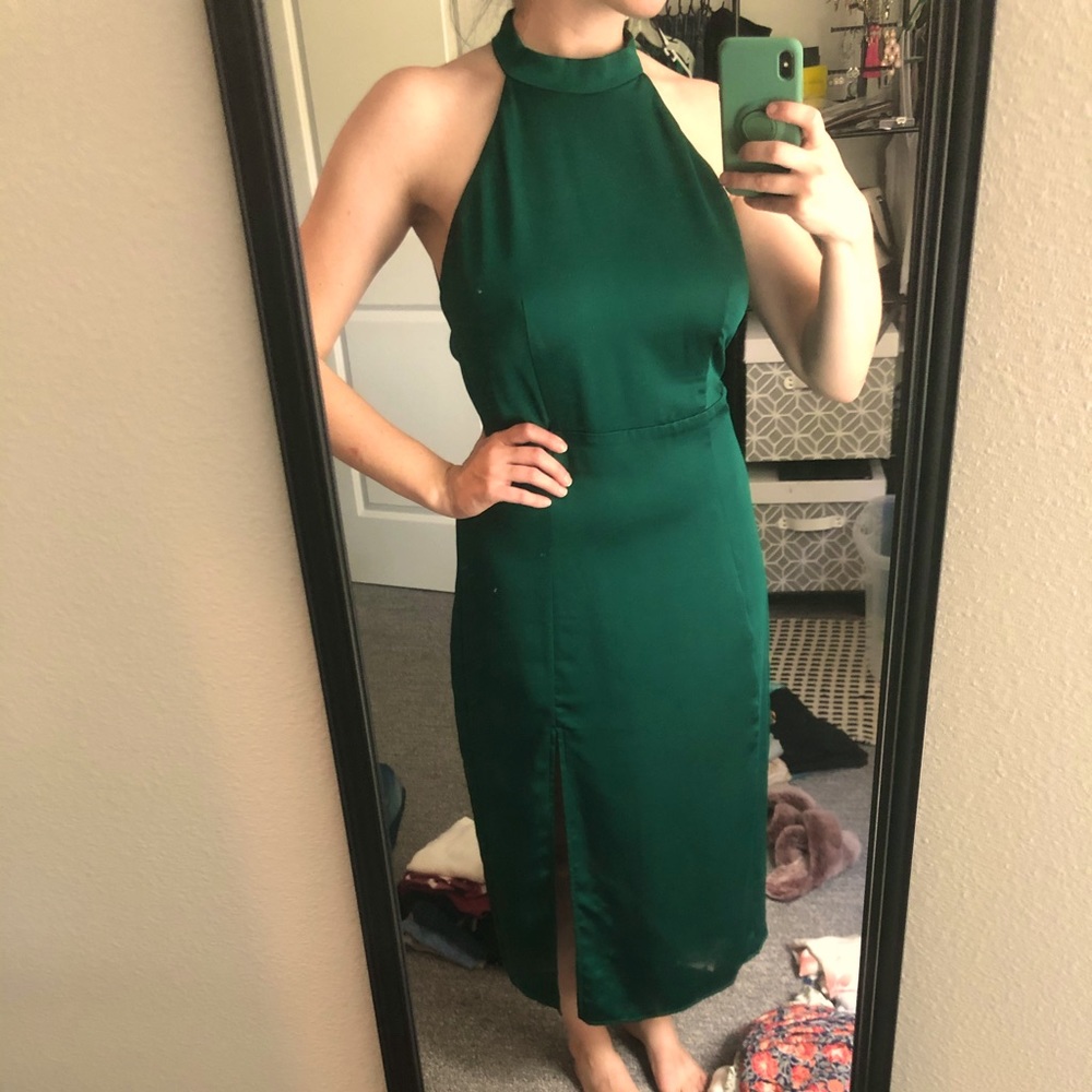 Dark Green Satin Lulus Dress